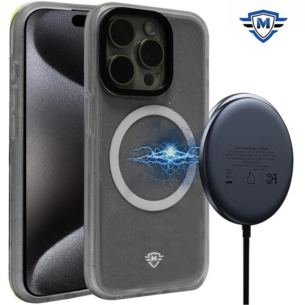  iPhone 15 METKASE Basic Transparent [Magnetic Circle] Premium Hybrid - Black with Glitter product