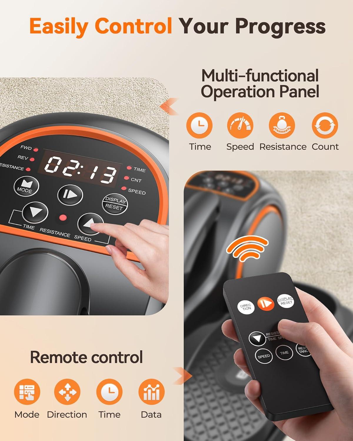 YOSUDA Under Desk Elliptical Electric, Seated Ellipse Leg Exerciser for Seniors with Remote Control, Fully Assembled Elliptical Exercise Machine for Home Use with 10 Adjustable Resistances & Speeds, photo 6 of 7