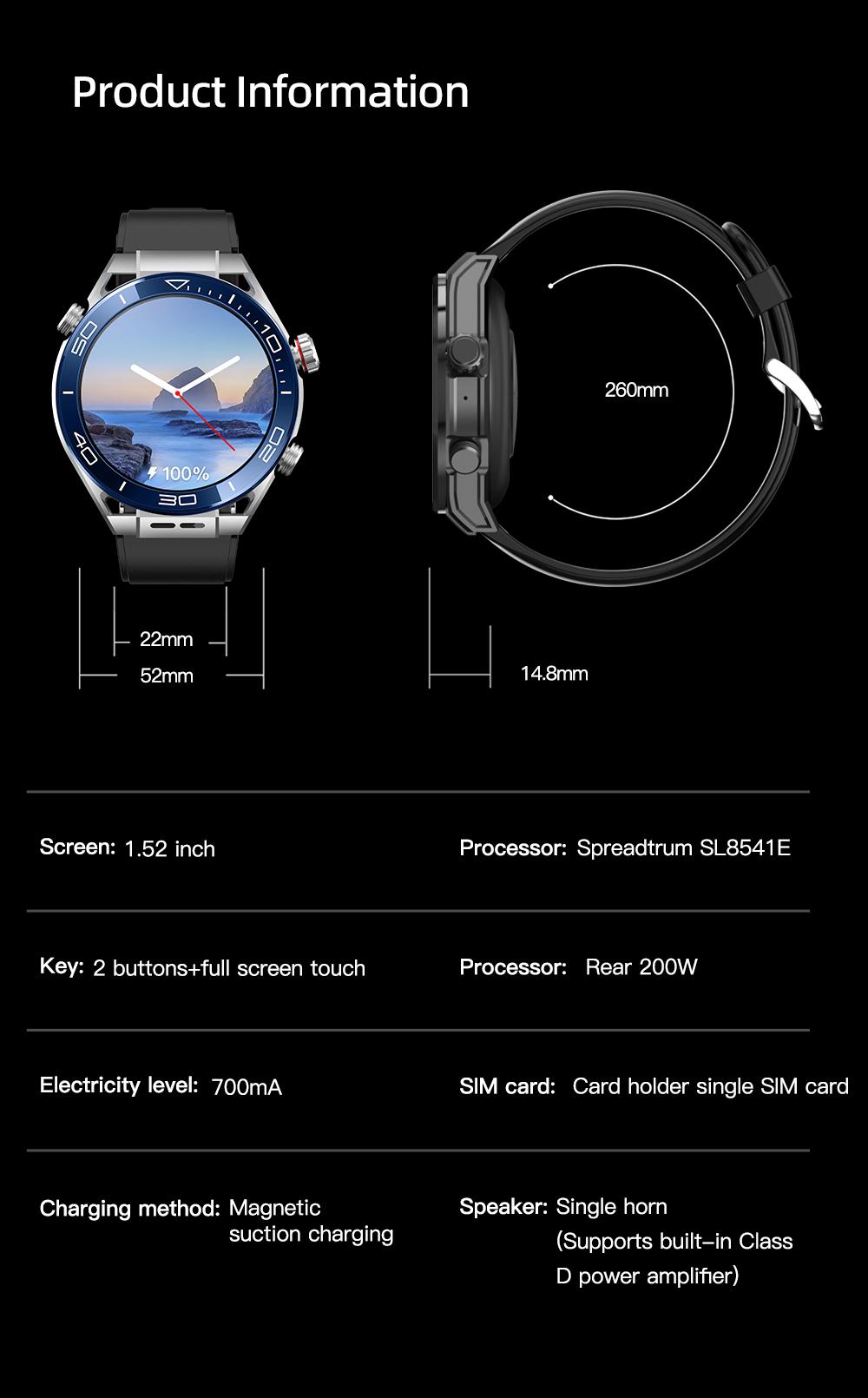 2024 High Quality 4G 5G Sim Card SmartWatch 700mAh Battery, photo 6 of 6