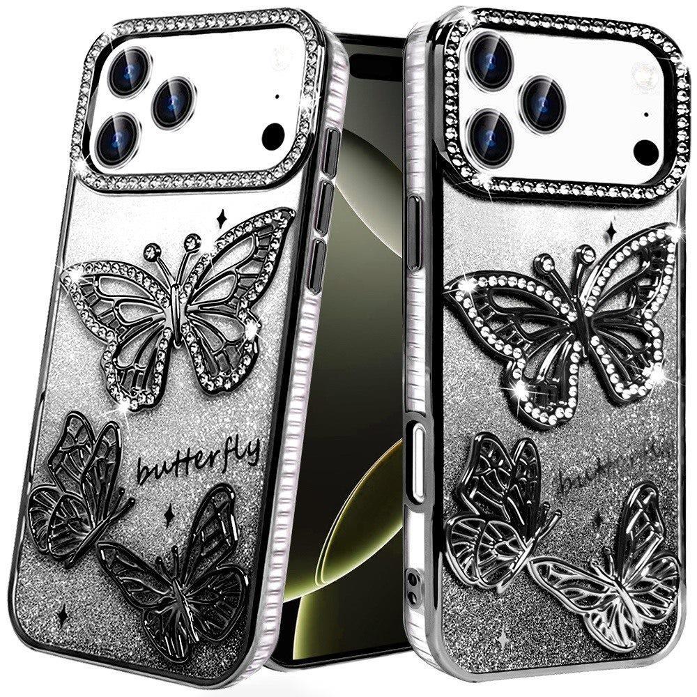 IPhone 17 Pro Cases Butterfly Freedom Shimmer Glitter Thick TPU Case Cover - Rose-Gold / Gold / Purple / Black, photo 4 of 4