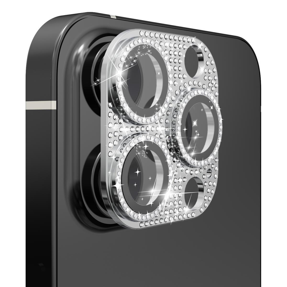 Apple iPhone 11 Pro/11 Pro Max Diamond Bling Camera Lens Full Tempered Glass - Silver