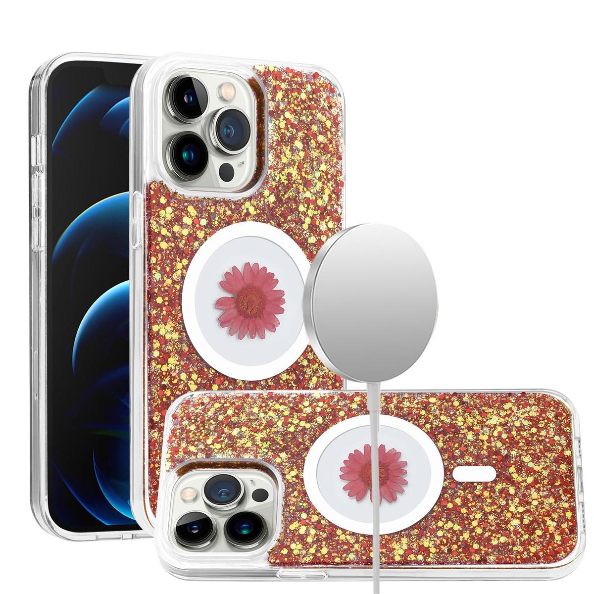 iPhone 13/14 Magnetic Ring Circle Real Flower Epoxy Glitter Hybrid Case – Floral Elegance Meets Functional Grip, photo 9 of 15