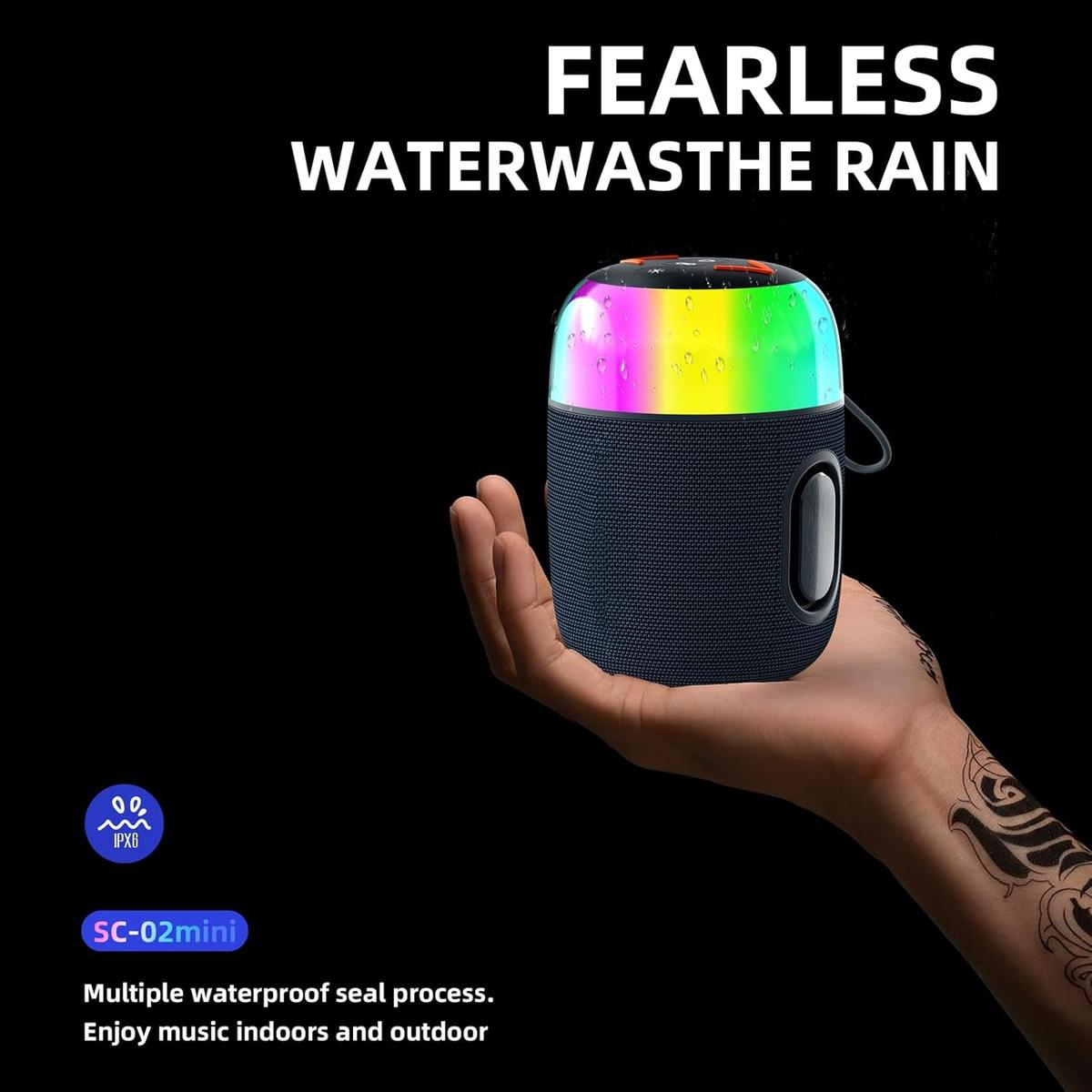 Hopestar Series SC02-mini - Portable Wireless Bluetooth Speaker with RGB Lights 360° Surround Stereo Bluetooth V5.3 Speakers for Party Outdoor and Room