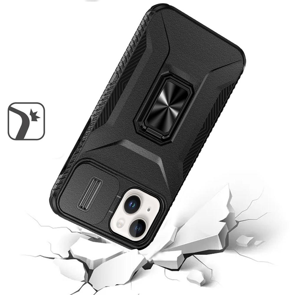 iPhone 15 Complete Magnetic Metal Ring Stand Camera Protection Hybrid - Black, photo 3 of 3