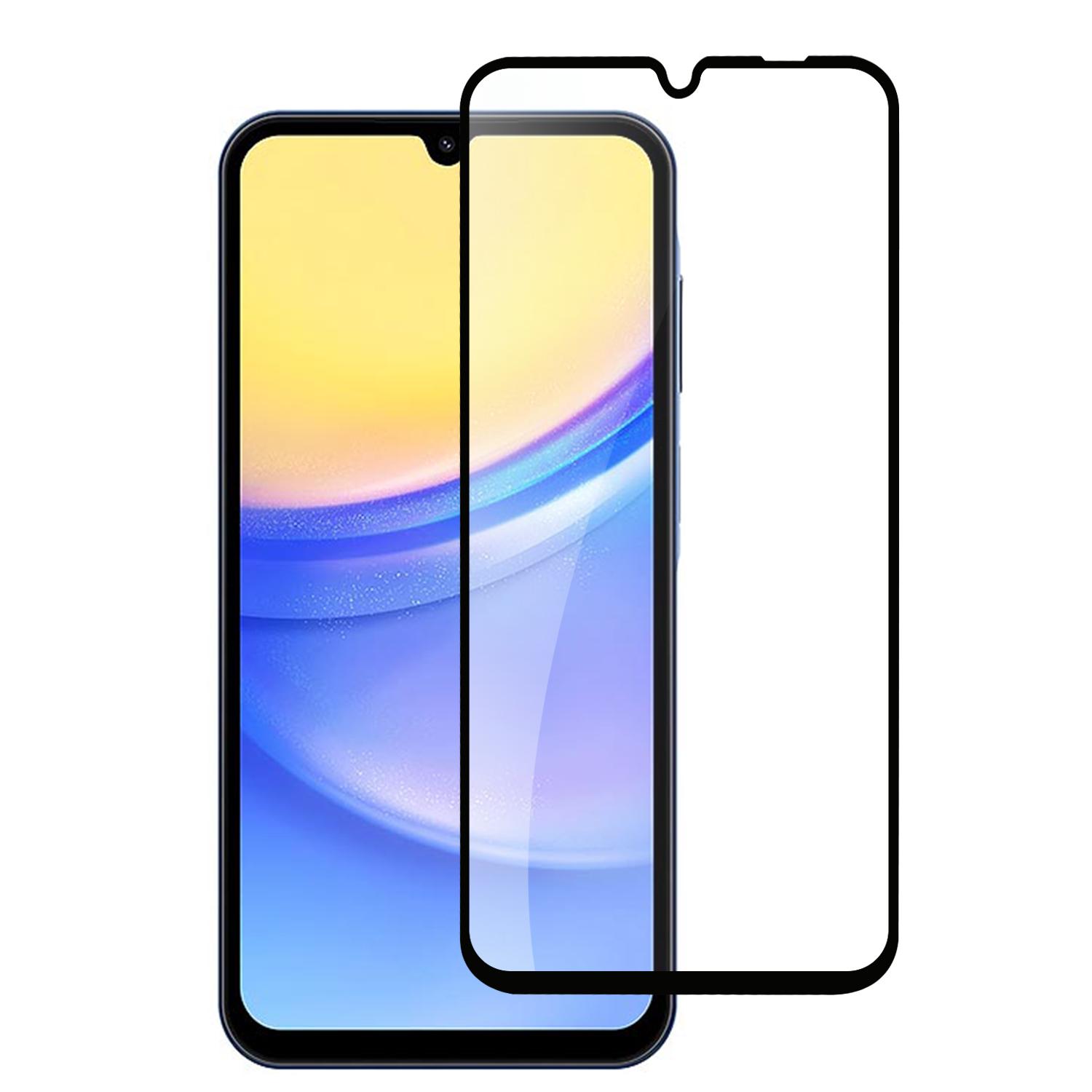 Samsung A15 5G / A25 5G Bulk White Paper Card Package Black edged Tempered Glass (Black)
