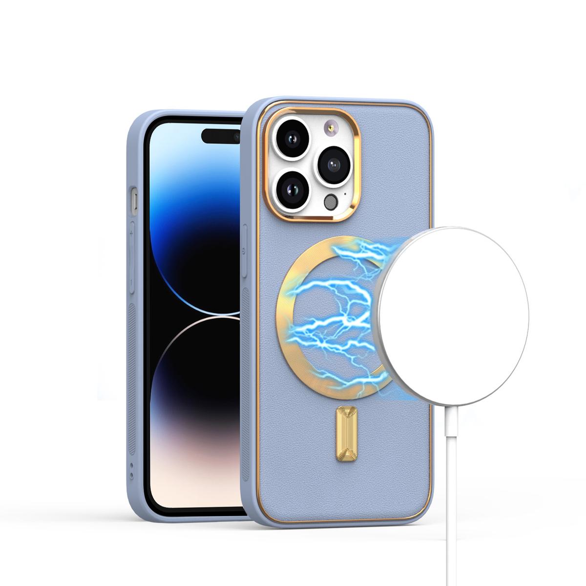 iPhone 15 Ultimate Quality PU Leather Hybrid Case Cover - Light Blue