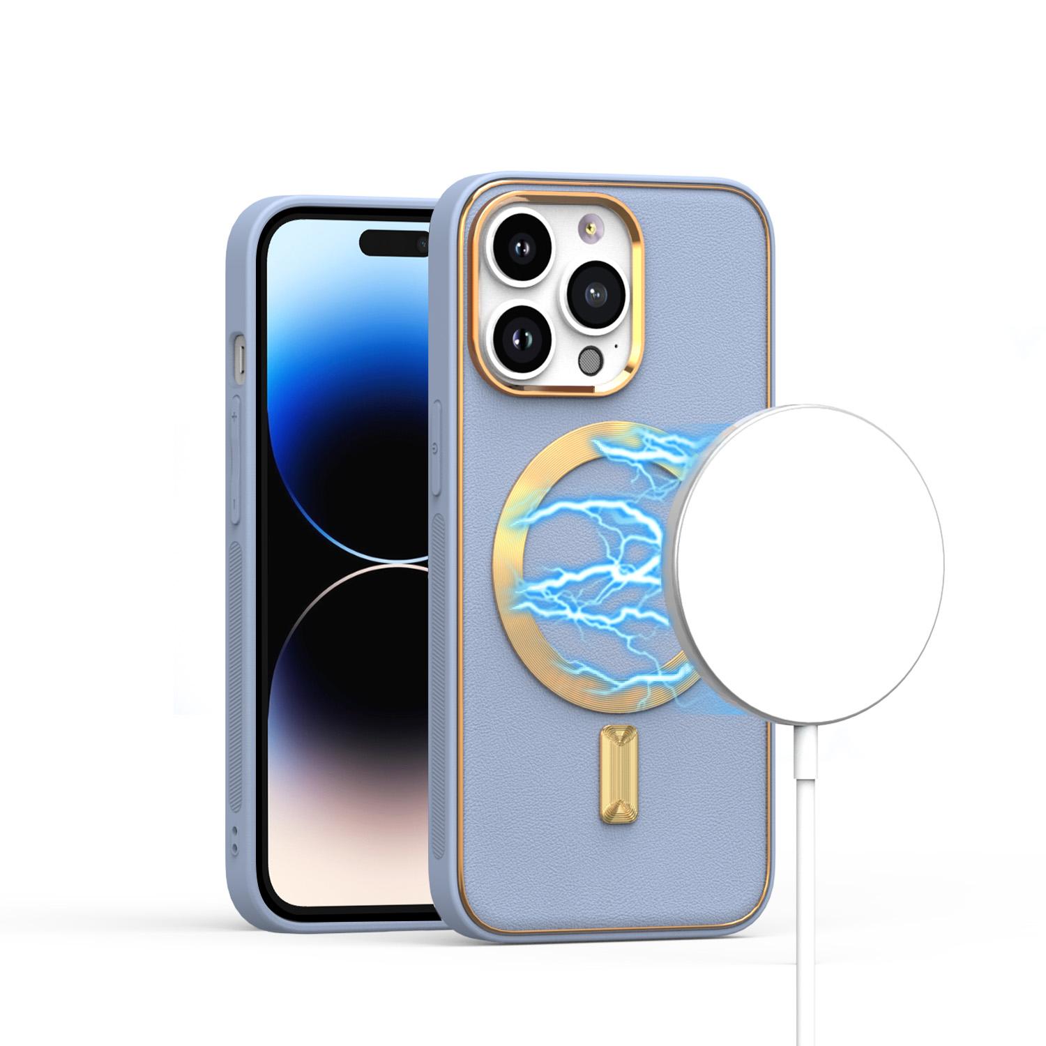 iPhone 15 Ultimate Quality PU Leather Hybrid Case Cover - Light Blue