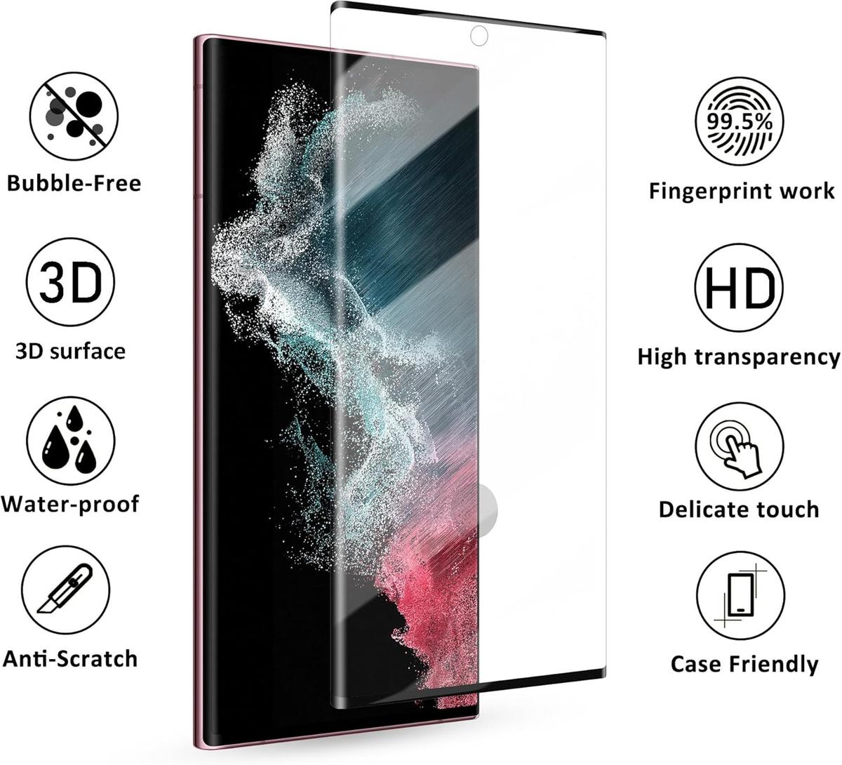 Tempered Glass Screen Protector for Samsung Galaxy S22 Ultra – Shatterproof, Anti-Fingerprint & Ultra HD