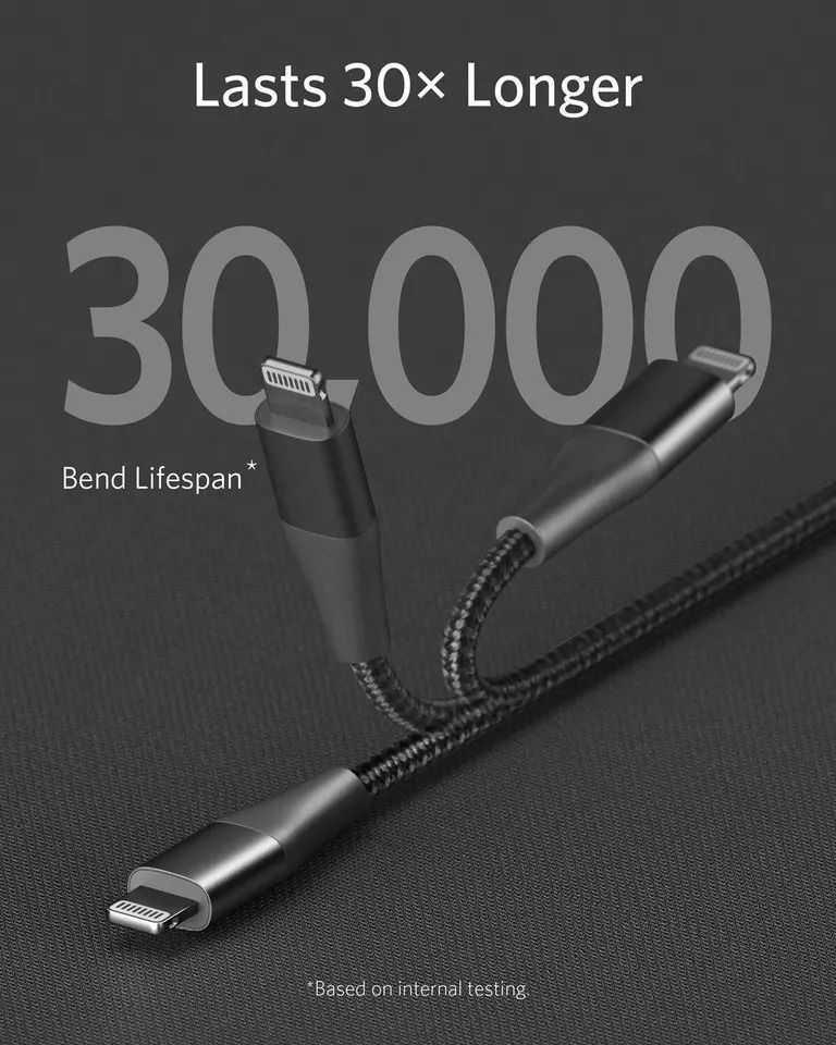 Anker USB C to Lightning Cable 6ft Mfi Certified Nylon Braided for iPhone 11-11 pro-11 pro max- 12-12 pro max- 13- 13 pro max- 13 mini- 12 mini- XR, photo 5 of 5