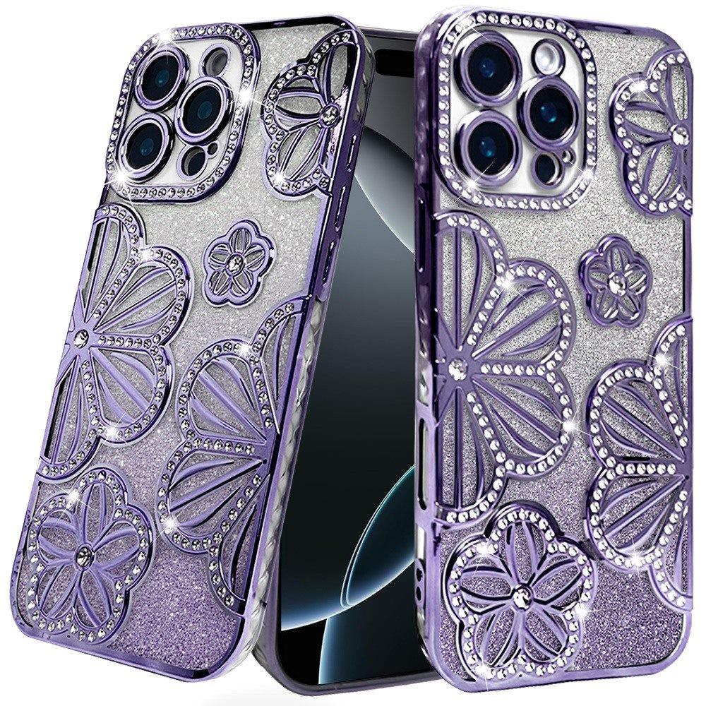 Luxury Bling Flower Pattern Rhinestone Case for iPhone 16 Pro Max | Available in Multiple Colors | US Seller | Free Delivery, photo 2 of 5