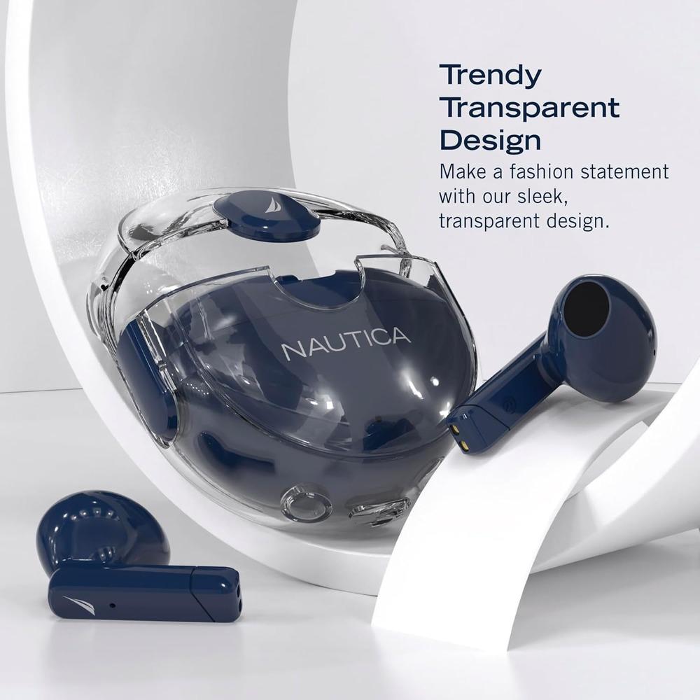 NAUTICA T320 Bluetooth Earbuds, Wireless Connection, 6 Hours Playtime, Bluetooth 5.1, Hands-Free Stereo Calls, Fast Auto Pair, IPX5 Splashproof, Lightweight Transparent Design for iOS, Android, photo 7 of 10