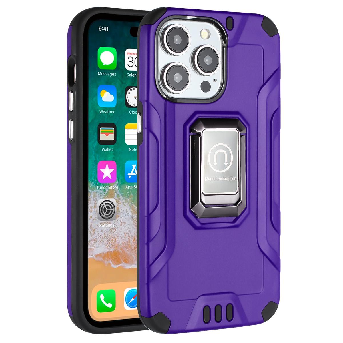 Tough Metallic Hybrid Kickstand Case for iPhone 15 Pro Max + 3X Tempered Glass, photo 2 of 6