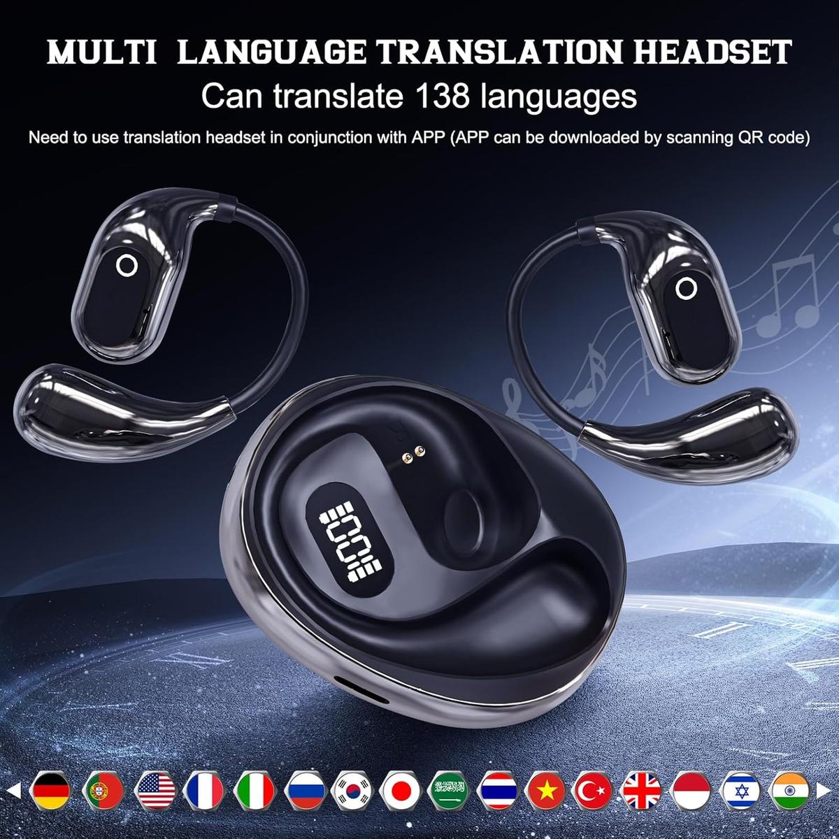 Translation Headphones, Open Air Traductor, Openair 5 Owls Translation Wireless Bluetooth Earphones, Ai Headphones Language Translation