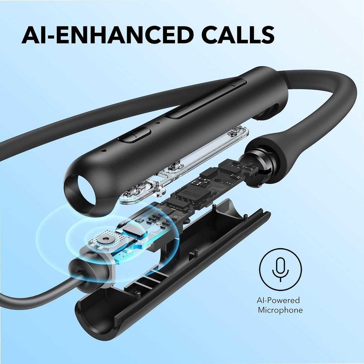 Anker Life U2i Wireless Neckband Headphones, 10mm Drivers with BassUp Technology, 22H Playtime, AI-Enhanced Calls, Foldable and Lightweight, IPX5 Water-Resistant, Secure Fit, Bluetooth 5, photo 3 of 4