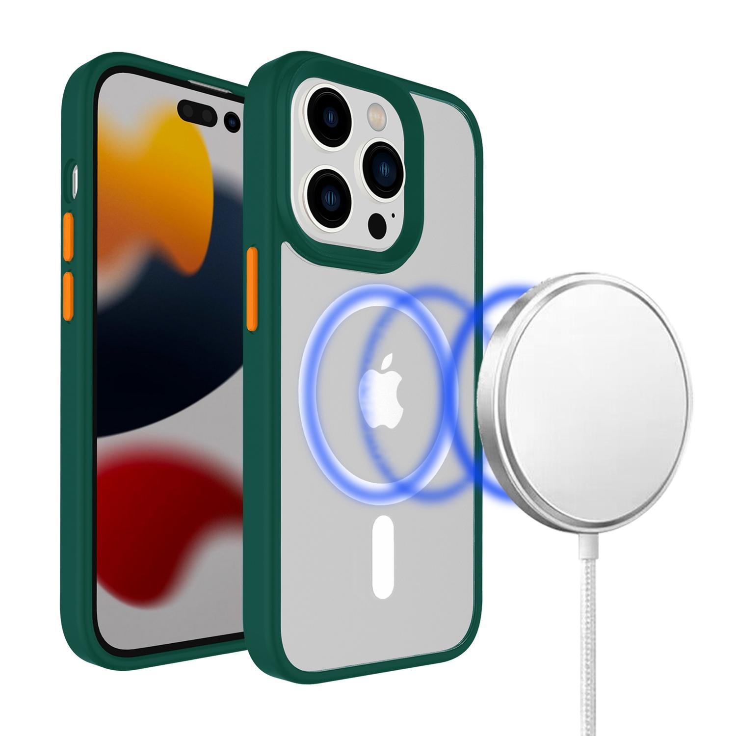 iPhone 15 Core [Magnetic Circle] Core [Magnetic Circle] Colorful Buttons Thick 2mm Hybrid - Midnight Green