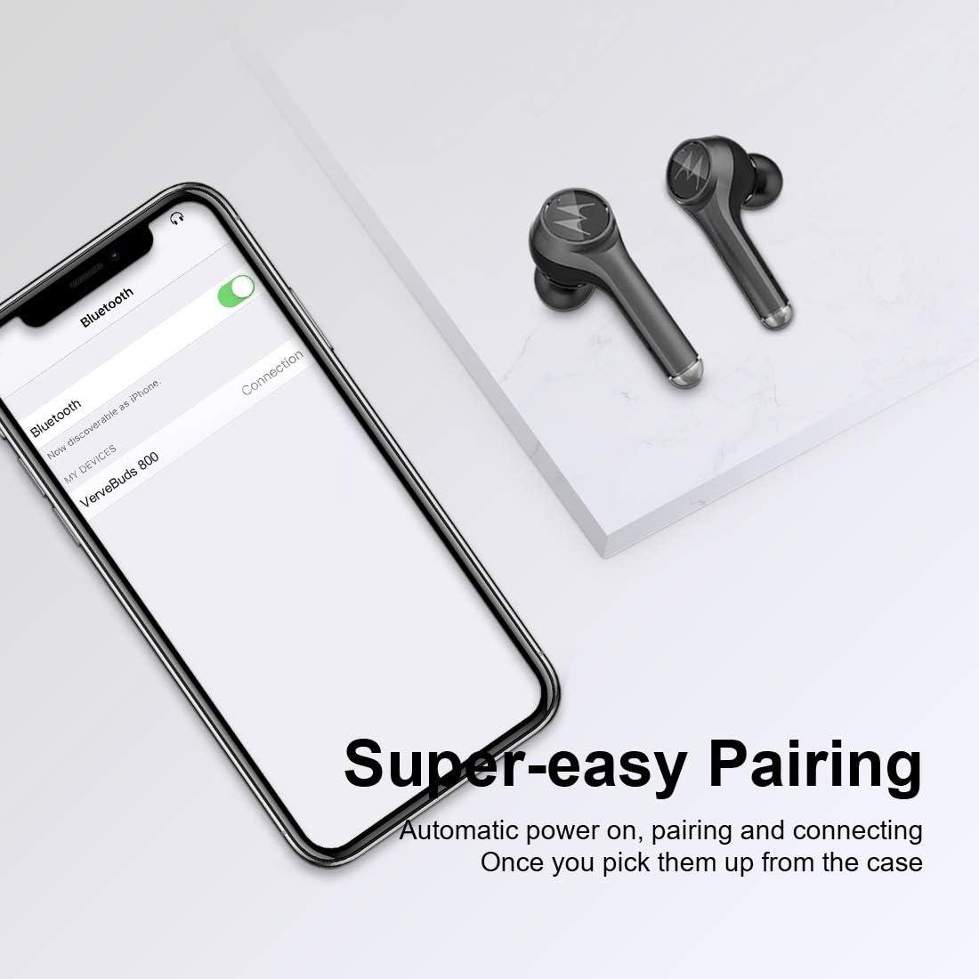 Short Description (*) MOTOROLA VerveBuds 800 True Wireless Earbuds with Wireless Charging Case Comfortable Earbuds Crystal Clear Sound Quality Full Control IPX4 Waterproof Bluetooth 5.0 Lightweight Earphones Black, photo 2 of 6