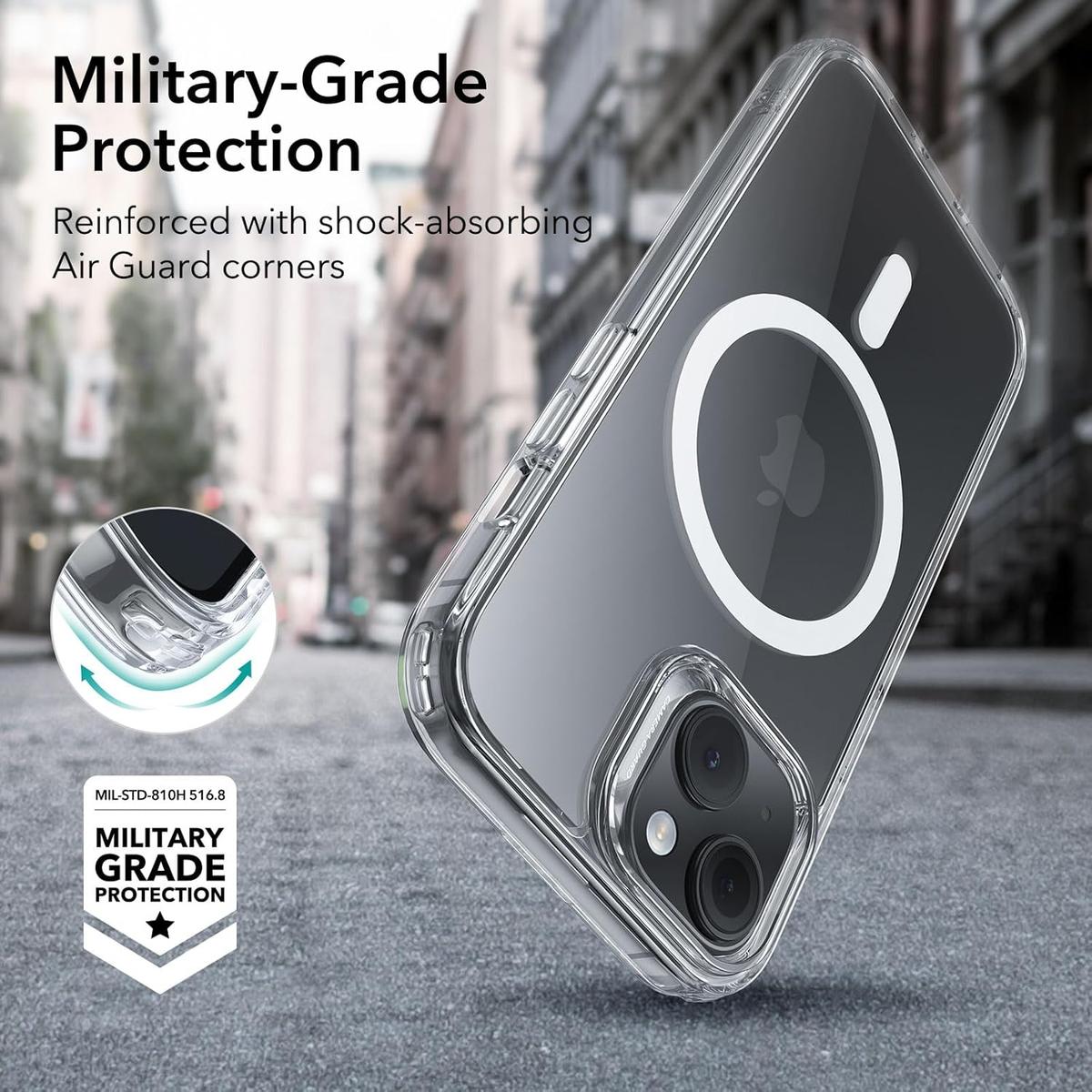 ESR for iPhone 15 Case, Compatible with MagSafe, Military-Grade Protection, Yellowing Resistant, Scratch-Resistant Back, Magnetic Phone Case for iPhone 15, Classic Series, Clear, photo 4 of 6