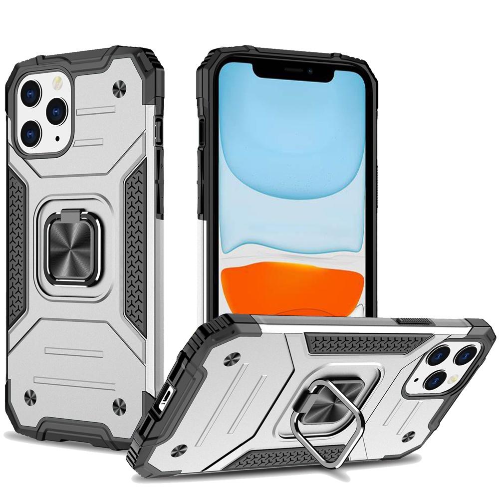 iPhone 15 Robust Magnetic Kickstand Hybrid Case Cover - Silver