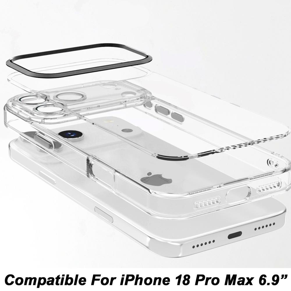 Apple iPhone 18 Pro Max Transparent Clear Hybrid with Matching Metal Buttons and Camera Protection - Available in Multiple Colors, photo 7 of 7