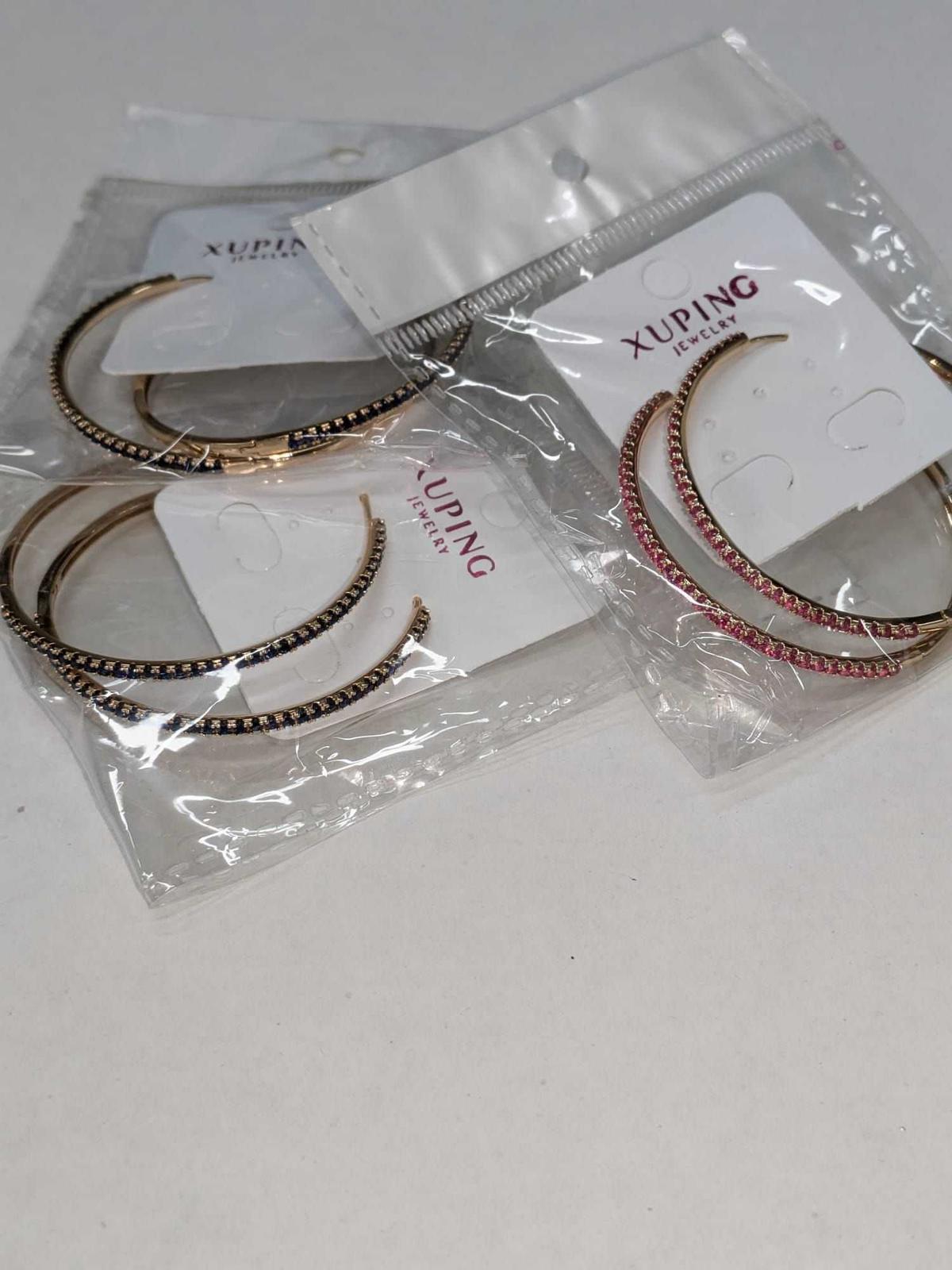 MANGOSKY Hotsale new multi layer cubic zircon micro paved full CZ hoop earrings for women, photo 2 of 4