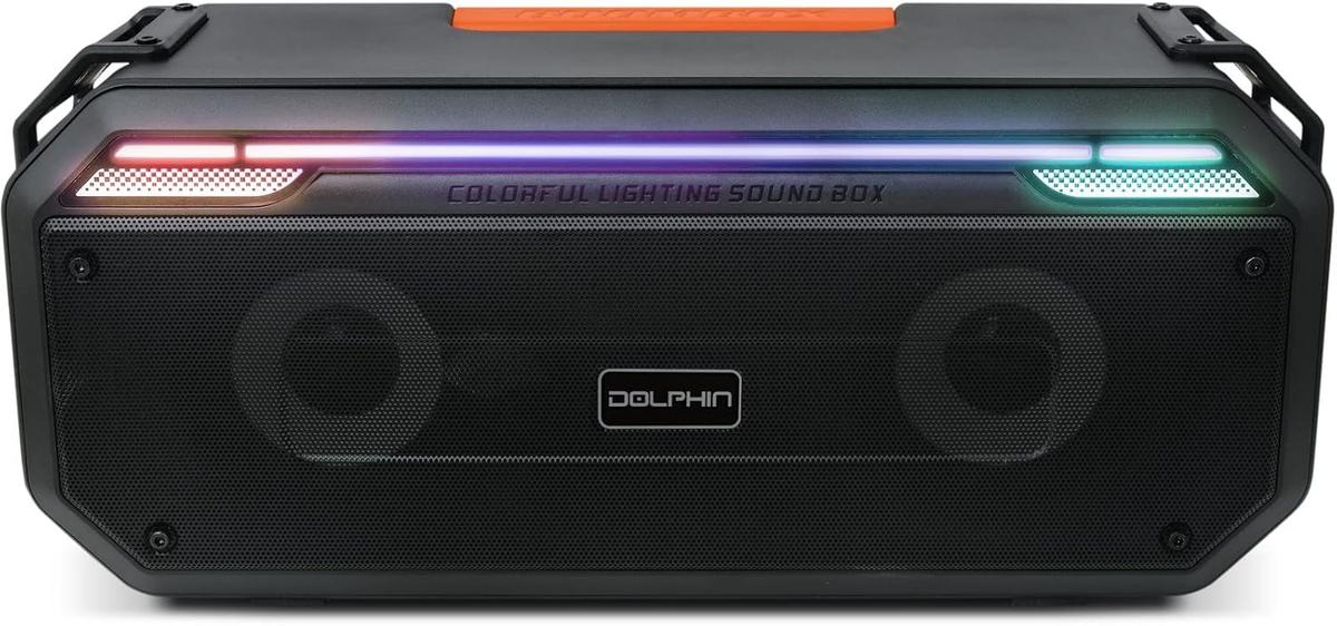 Dolphin SPB-20X 40W Boombox Bluetooth Speaker: Retro, 40W Output, Bass, Loud, LED Light Show, Outdoors, Portable, Rechargeable, Long Lasting Battery