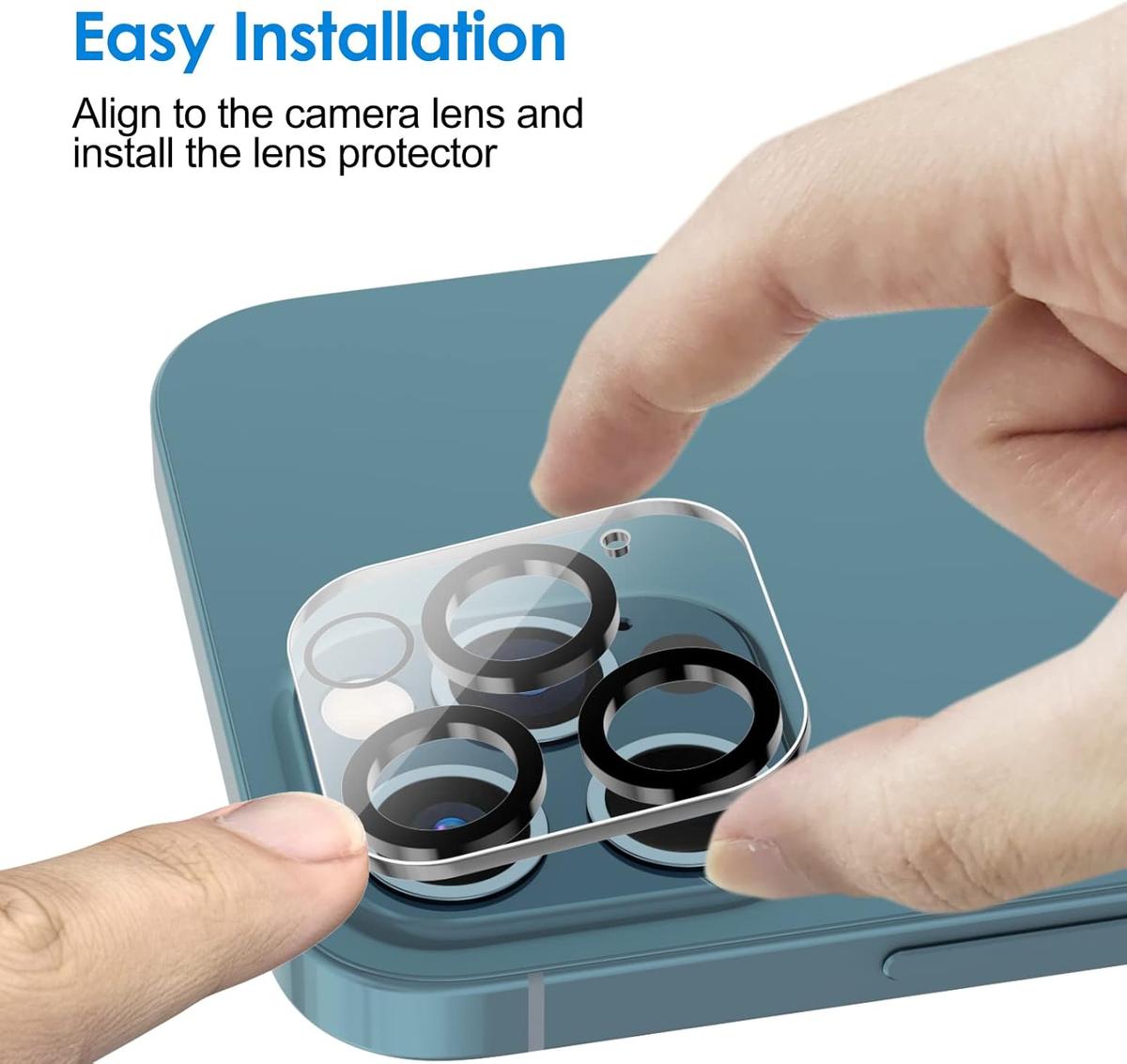 Camera Lens Protector for iPhone 12 Pro / 12 Pro Max . 6.1-Inch, 9H Tempered Glass, HD Clear, Anti-Scratch, Case Friendly, Does Not Affect Night Shots, 3-Pack, photo 4 of 6