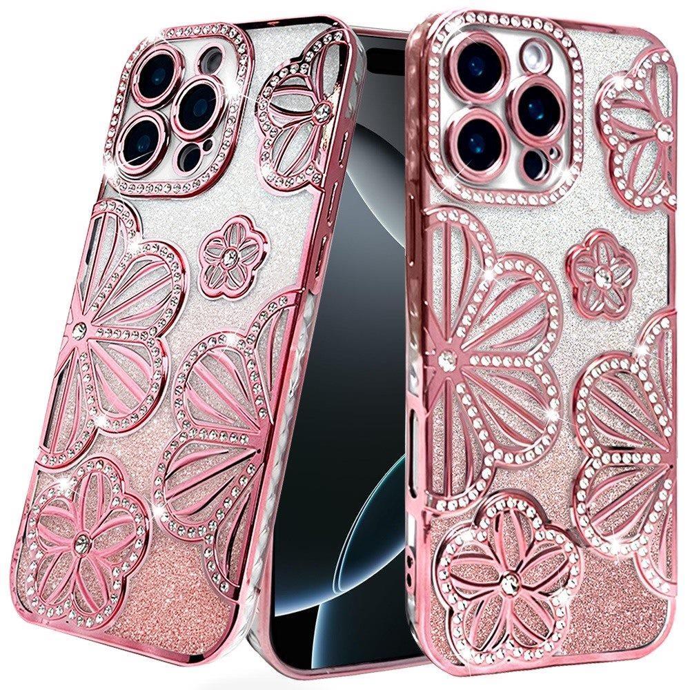 Luxury Bling Flower Pattern Rhinestone Case for iPhone 16 Pro Max | Available in Multiple Colors | US Seller | Free Delivery, photo 4 of 5