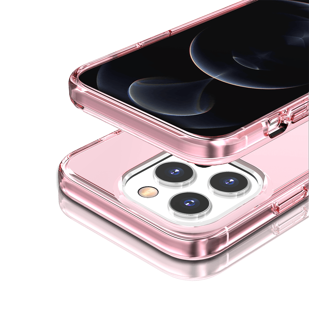For iPhone 13/14 Sturdy Ultra Thick 3mm Transparent Hybrid Case Cover - Pink, photo 4 of 4