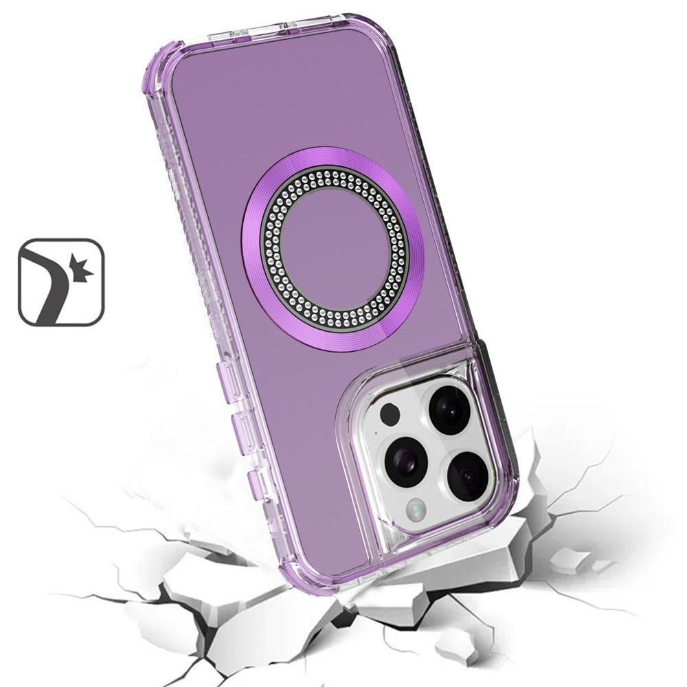 iPhone 16 Pro Max 6.9-Inch Magnetic Ring Circle Bling Chrome 3-in-1 Hybrid Case – Glitter Shockproof Cover with Kickstand & Car Mount Support, photo 6 of 7