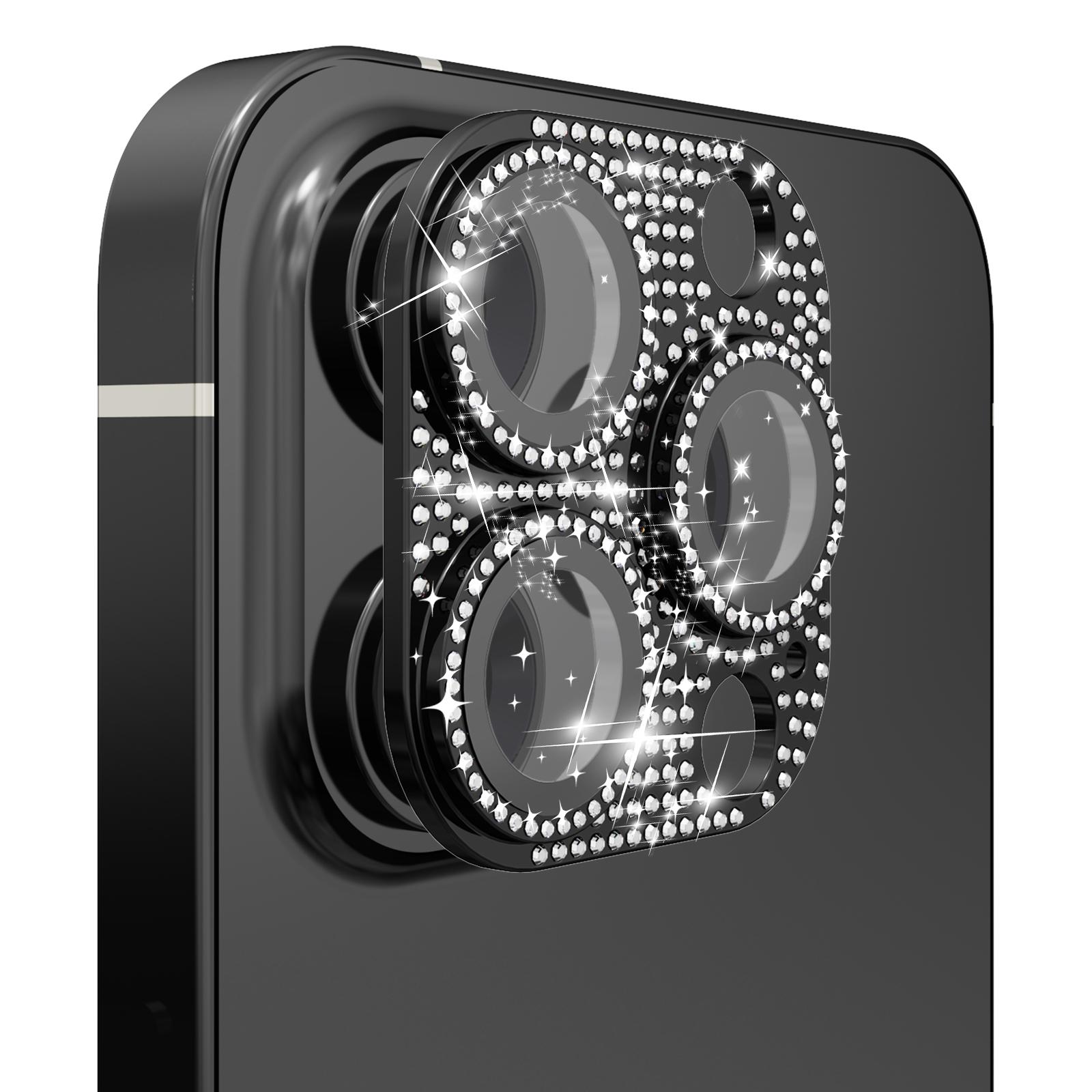 Apple iPhone 11 Pro/11 Pro Max Diamond Bling Camera Lens Full Tempered Glass - Black