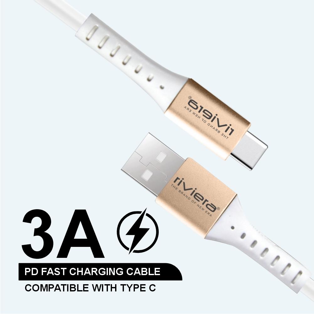 3 Feet [USB - Type C (PD) ] 3 AMP Fast Charging RIVIERA- White, photo 2 of 4