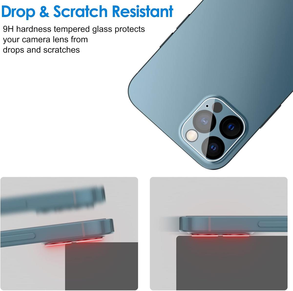 Camera Lens Protector for iPhone 12 Pro / 12 Pro Max . 6.1-Inch, 9H Tempered Glass, HD Clear, Anti-Scratch, Case Friendly, Does Not Affect Night Shots, 3-Pack, photo 5 of 6