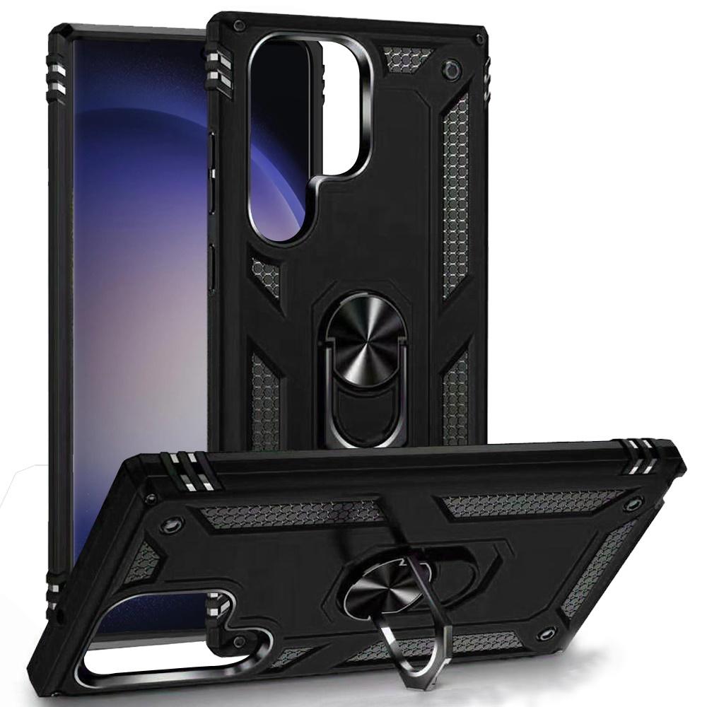 Samsung Galaxy s24 Ultra Ring Magnetic Kickstand Hybrid Case Cover - Black