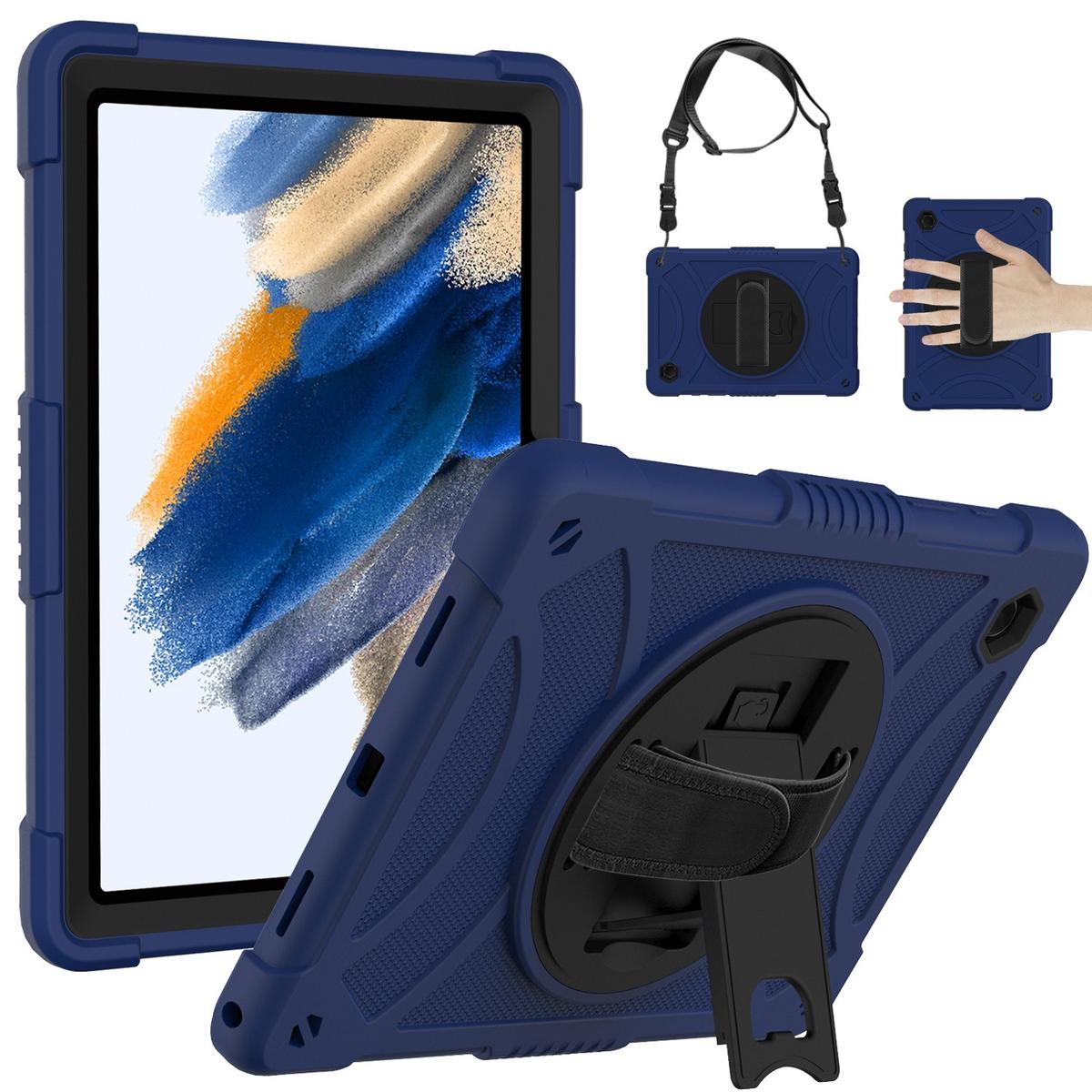 Samsung Galaxy Tab A8 10.5 inch (2022) Tablet Hand and Shoulder Strap with Kickstand 3in1 Tough Hybrid - Dark Blue