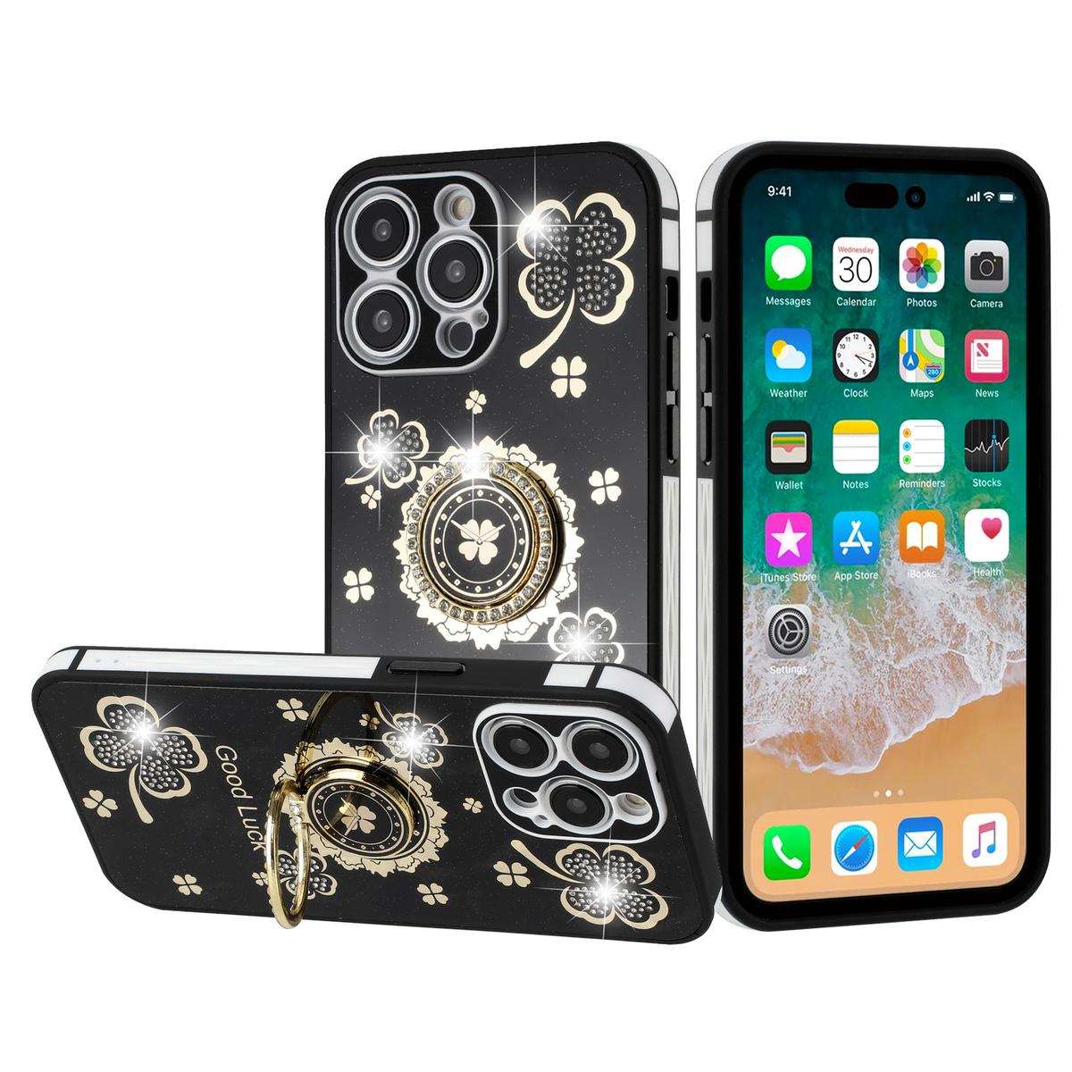Apple iPhone 14 PRO 6.1" SPLENDID Glitter Good Luck Floral Soft TPU Case Cover – Charming & Protective