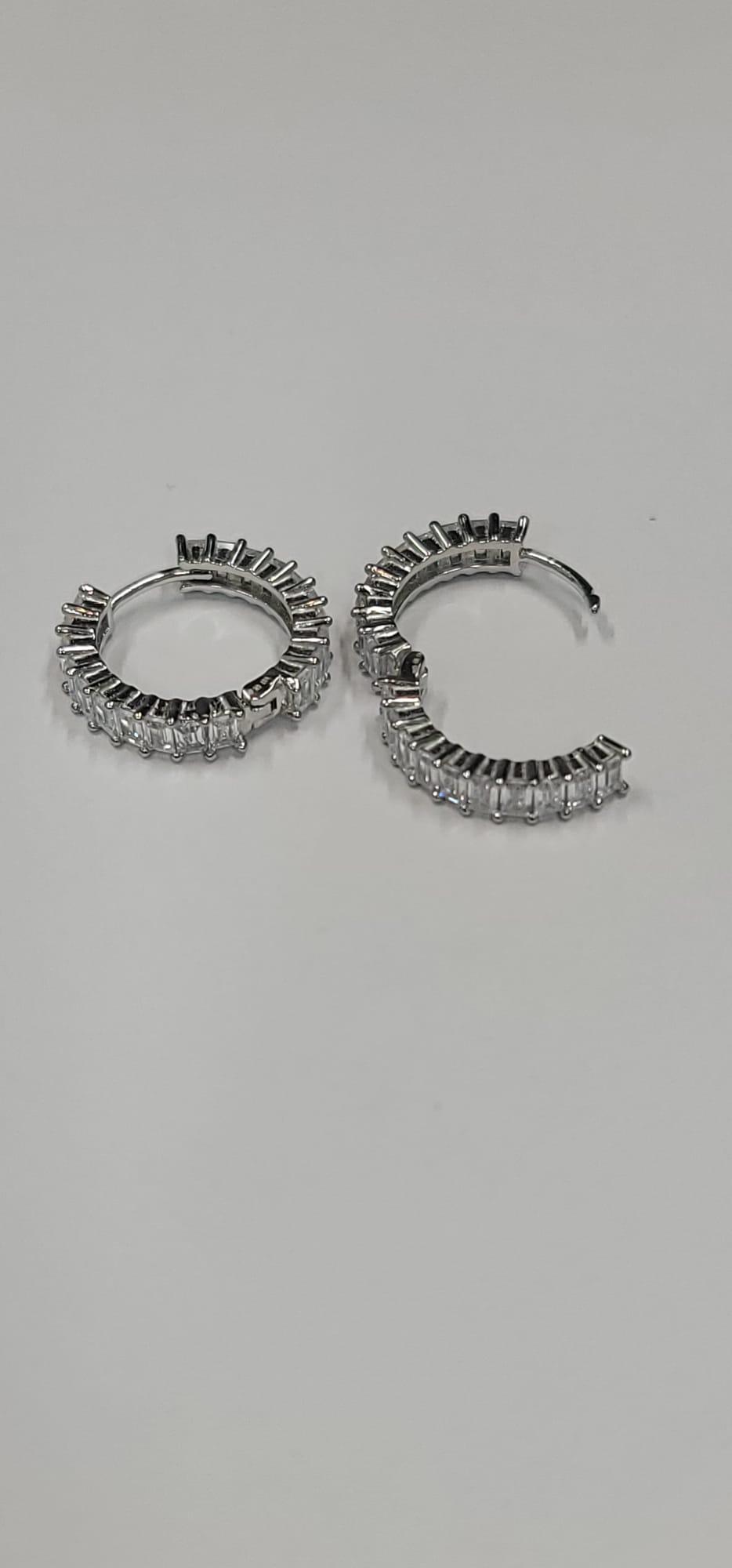 S925 Sterling Silver Baguette Huggies, photo 4 of 4