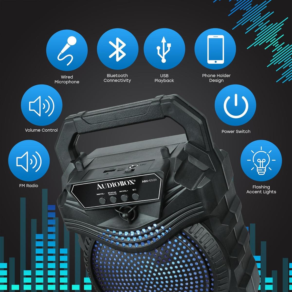 AudioBox Portable Karaoke Bluetooth Speaker, with Wired Microphone - Perfect for Kids Karaoke, Parties, and Outdoor Events, photo 2 of 6