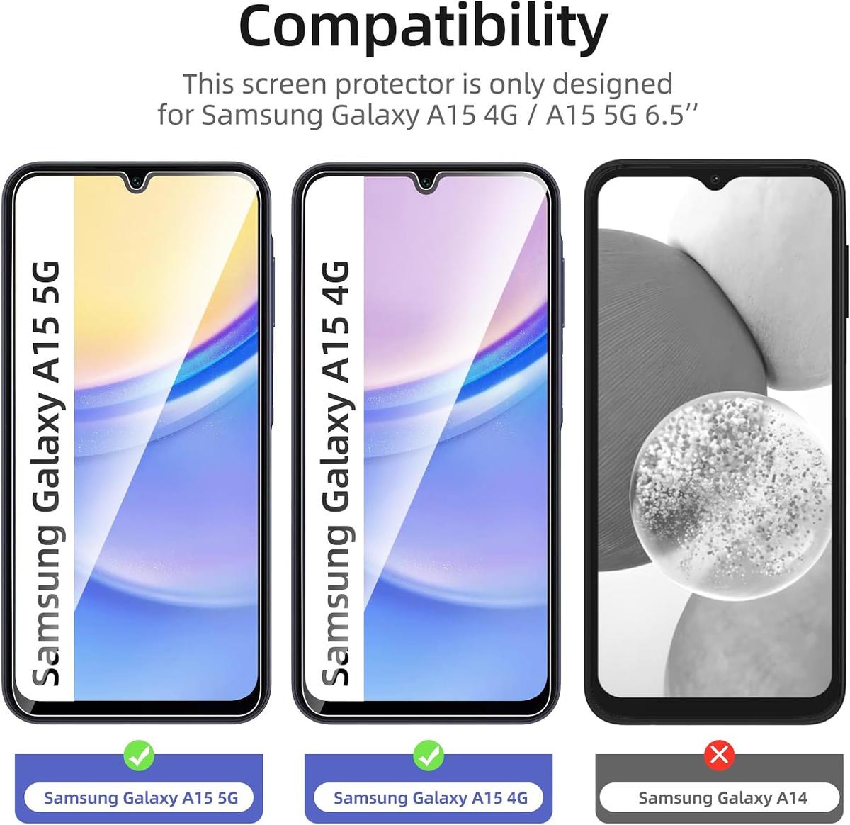 Tempered Glass Screen Protector for Samsung Galaxy A15 – Shatterproof, Anti-Scratch & HD Clear