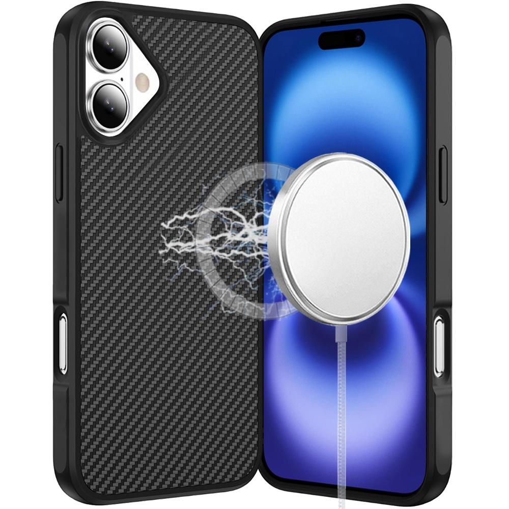 iPhone 17 Carbon Fiber Magnetic Ring Hybrid Cases. Available In Multiple Colors.