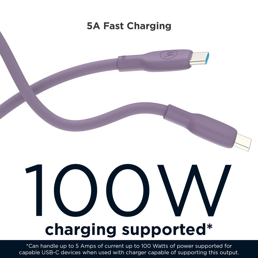 Motorola TurboPower Silicone 5A Black USB-C to USB-C Cable-PURPLE