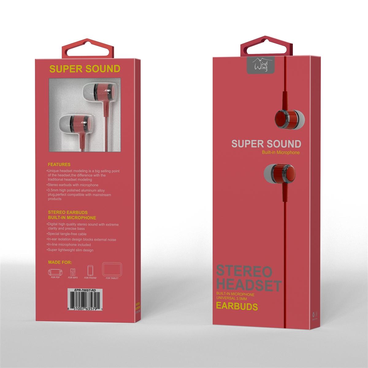Premium Super Sound Universal Earbud 700ST - Red