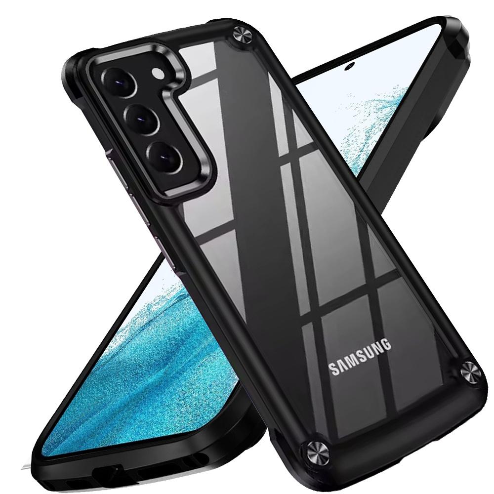 Samsung Galaxy S22 Ultimate CaseX Transparent Hybrid Case with Metal Buttons And Camera Edges - Black, photo 3 of 3