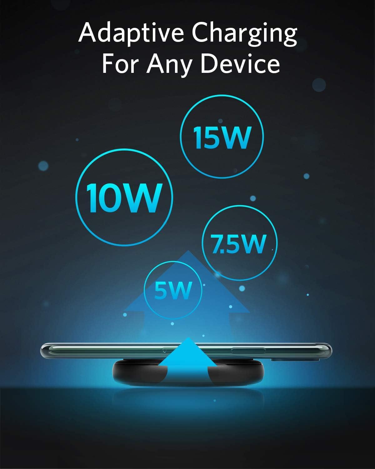 Anker Wireless Charger with Power Adapter, PowerWave II Pad, Qi-Certified 15W Max Fast Wireless Charging Pad for iPhone 13/12/11, Galaxy S20/S10/Note20 & More, photo 2 of 7