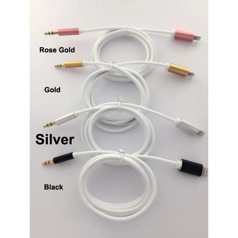 Lightning to 3.5mm AUX Audio Adapter Cable in Silver