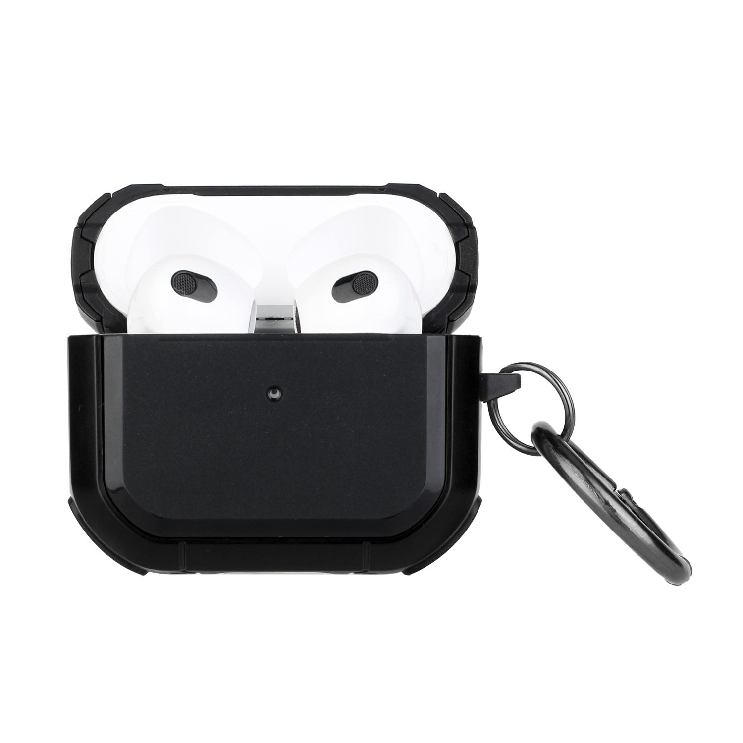 AirPods Pro Premium Rugged ShockProof Hybrid With Metal Hook Case Cover- Black+Black