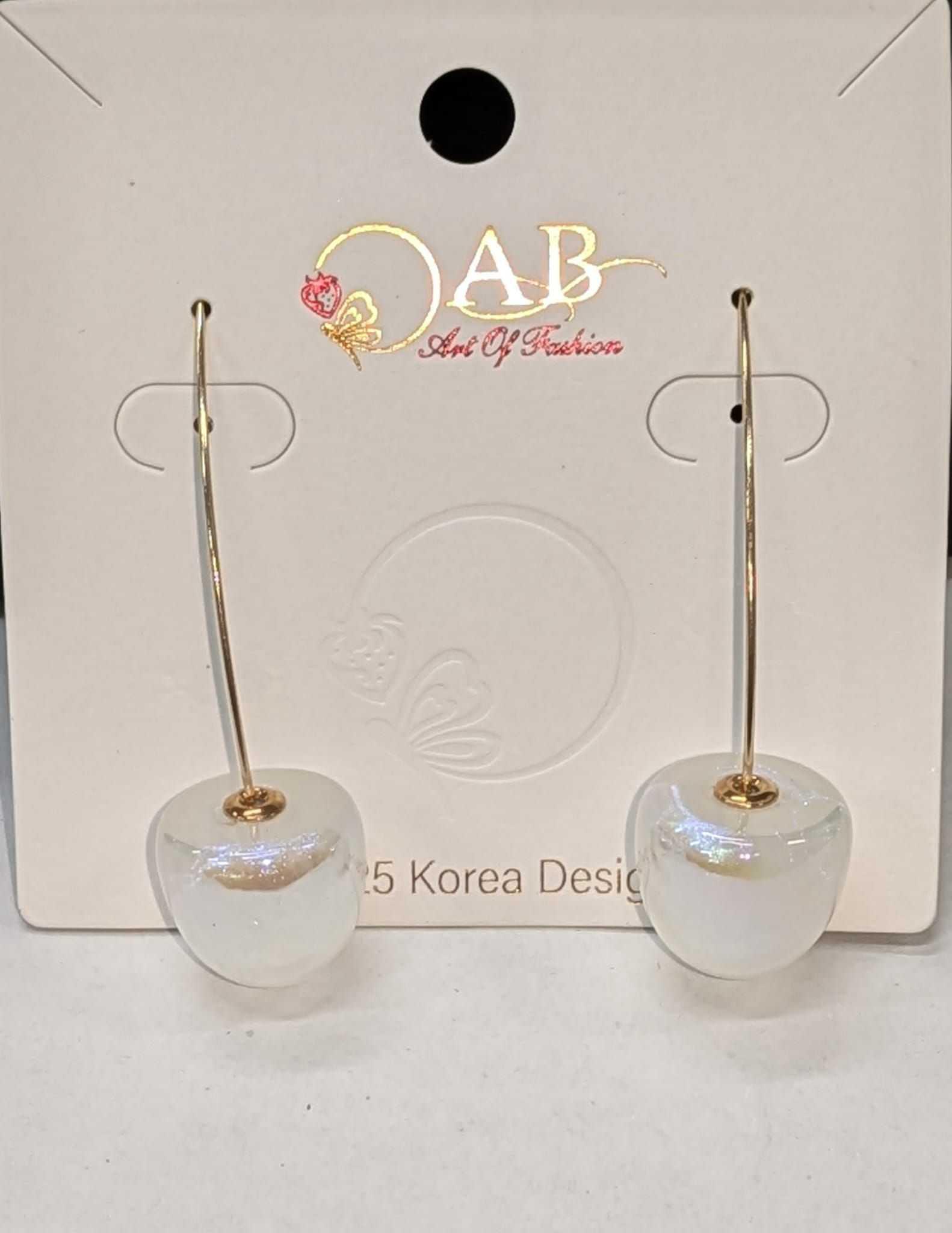 Creative Mermaid White Pearl Cherry Pendant Gold Color Dangle Earrings For Women Elegant Design Personality Party Jewelry
