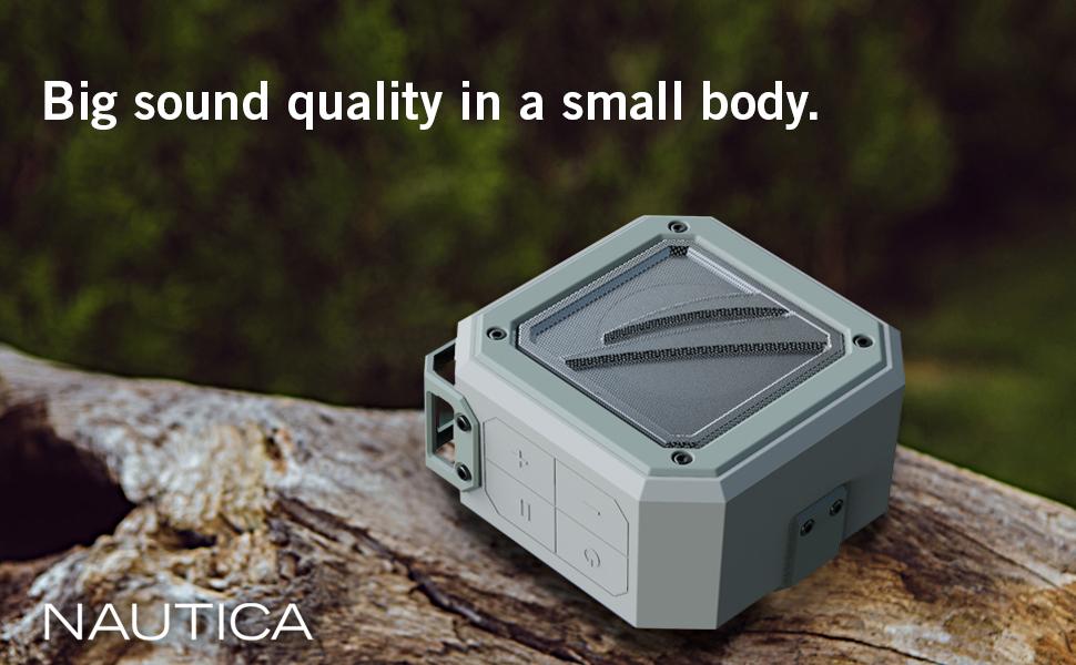 Nautica Bluetooth Portable Speaker, Waterproof Wireless Speaker, Outdoor Speaker, Bluetooth Patio Speakers, Loud Sound, Clear Audio, USB Drive, 15-Hour Playtime (Off White-Green), photo 4 of 7