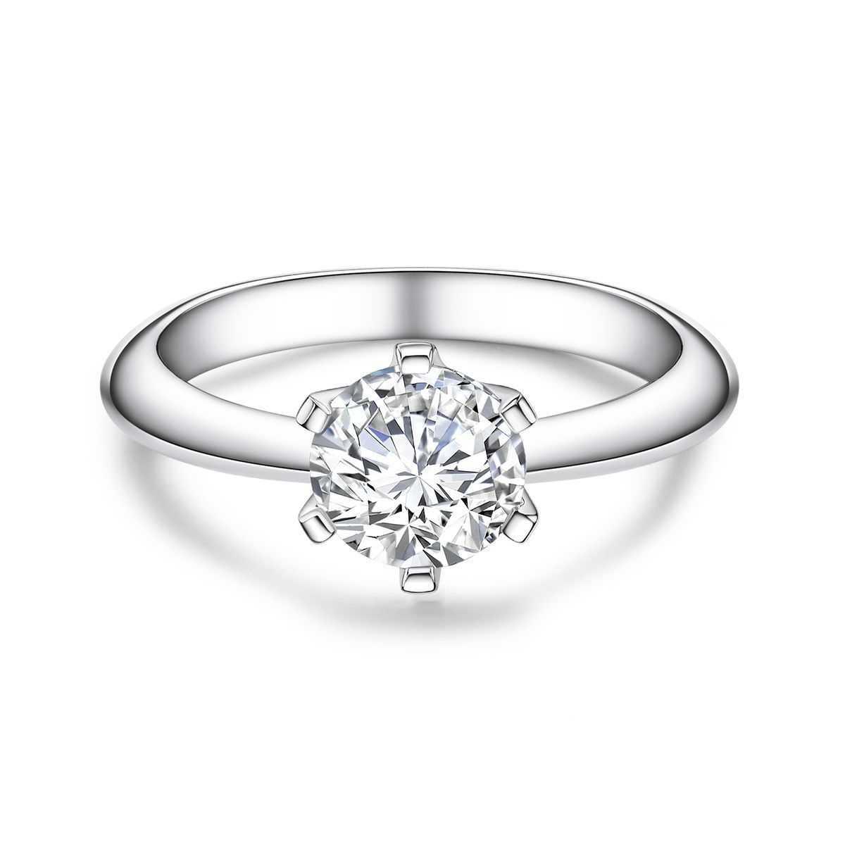 Sterling Silver 1.0ct Round Cut Mosanite Solitaire Ring D color vVS1 US3.5-US12.5