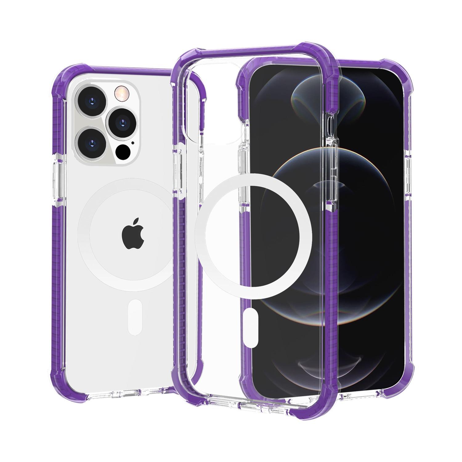 iPhone 15 Acrylic [Magnetic Circle] Tough 2.5mm Transparent ShockProof Hybrid - Purple