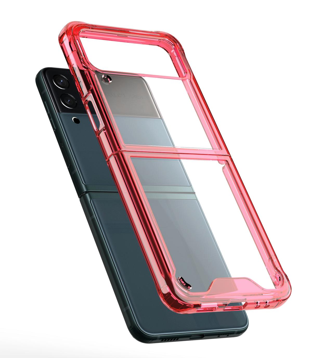 Samsung Galaxy Z Flip3 5G Flip Transparent Hybrid Shockproof Case Cover - Red, photo 3 of 4